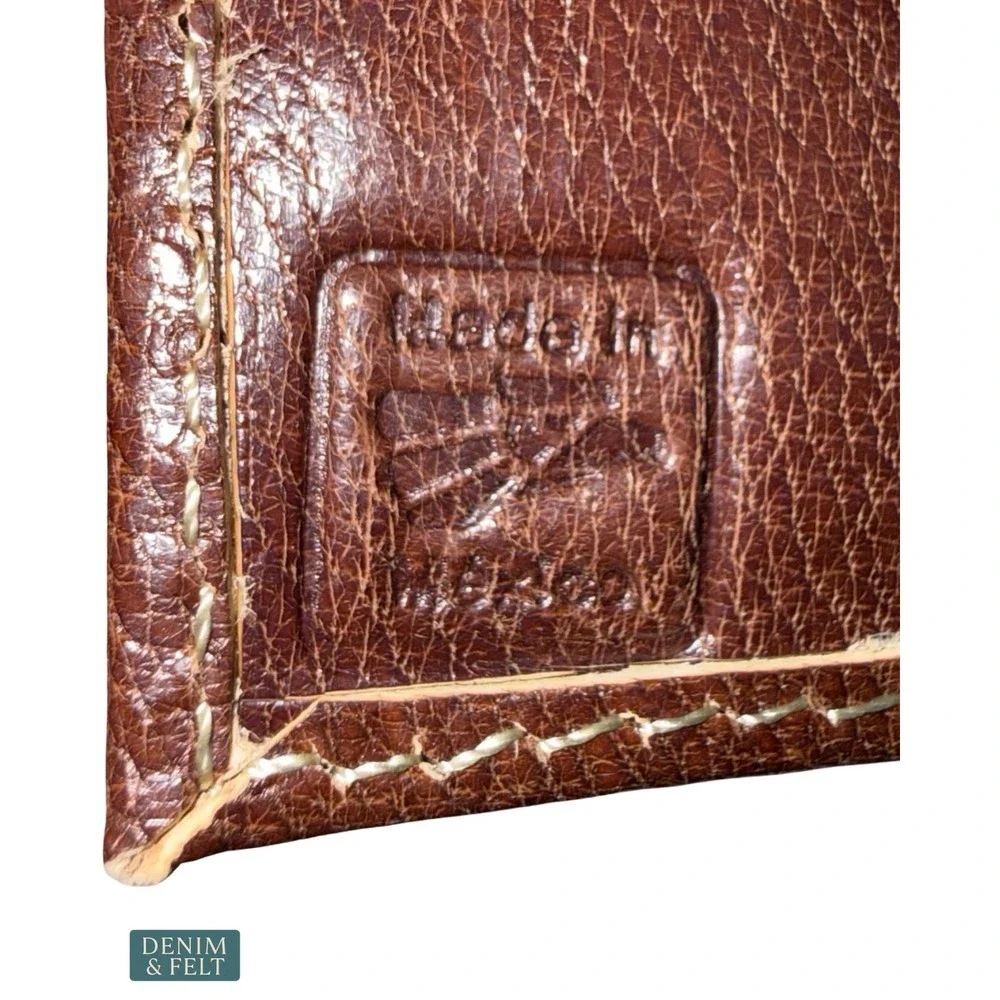 NEW Handmade Leather Aztec Calendar Bifold Wallet Western Cowboy Tooled Brown
